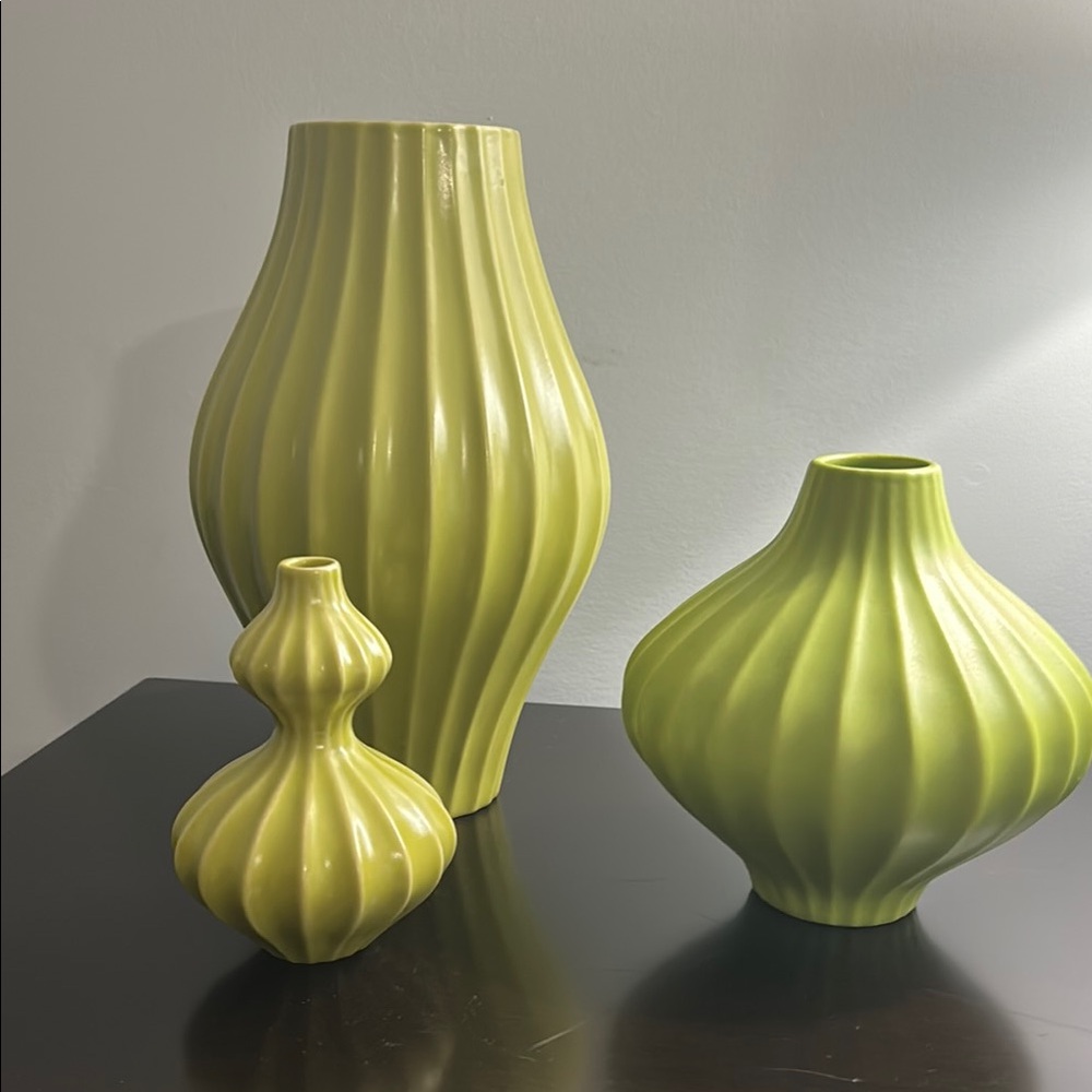 Jonathan Adler Lime Green Ceramic Vases